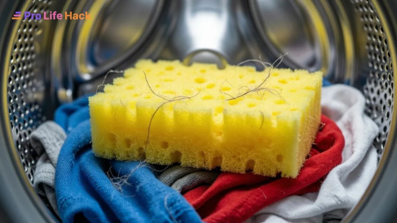 Губка в барабане с вещами